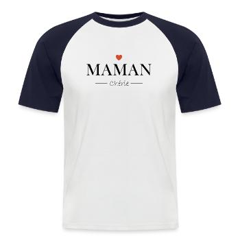 Darling Mom - Men's Baseball T-Shirt - white/navy - Front - Nik (191cm)