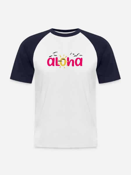 Aloha - Men's Baseball T-Shirt - white/navy