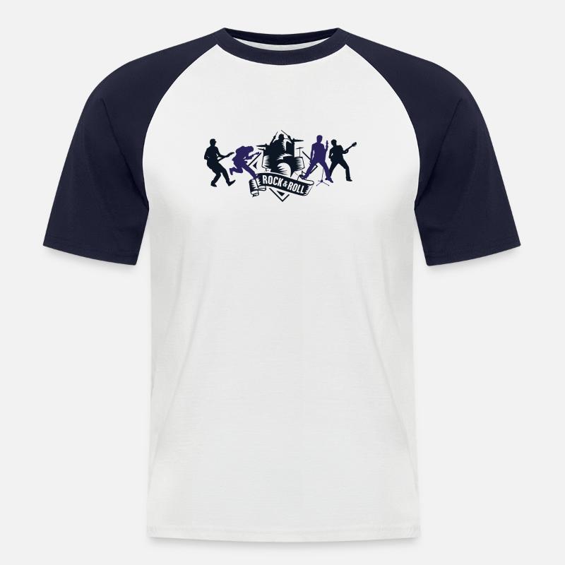 rock n roll - Männer Baseball-T-Shirt - Weiß/Navy