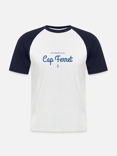 We embark at Cap Ferret - Men's Baseball T-Shirt - white/navy