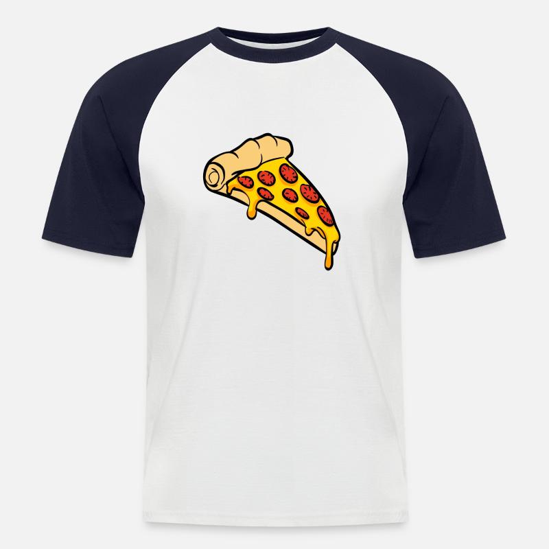 Pizza Slice Geschenk - Männer Baseball-T-Shirt - Weiß/Navy