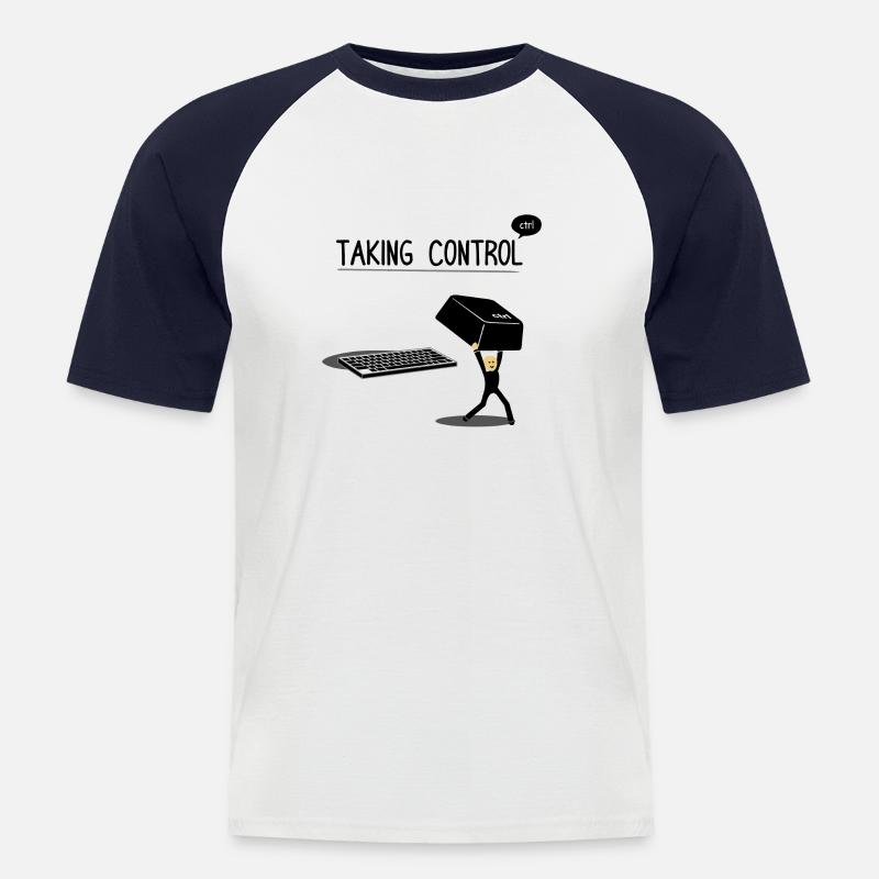 Taking Control Keyboard Computer Tastatur - Männer Baseball-T-Shirt - Weiß/Navy