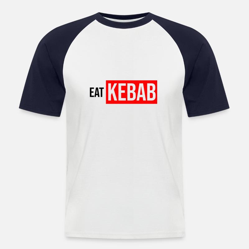 isst ein Fast-Food-Kebab Catering - Männer Baseball-T-Shirt - Weiß/Navy
