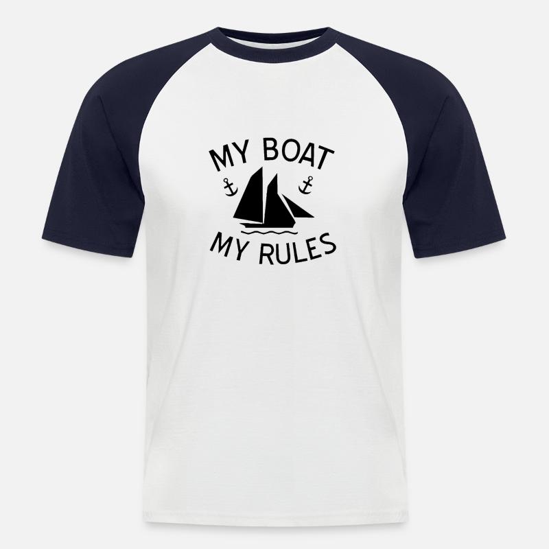 Boot - Männer Baseball-T-Shirt - Weiß/Navy