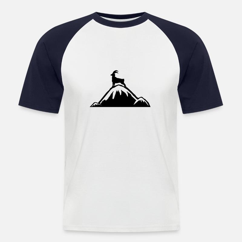 Alpen Steinbock Bergsteigen Geschenkidee - Männer Baseball-T-Shirt - Weiß/Navy