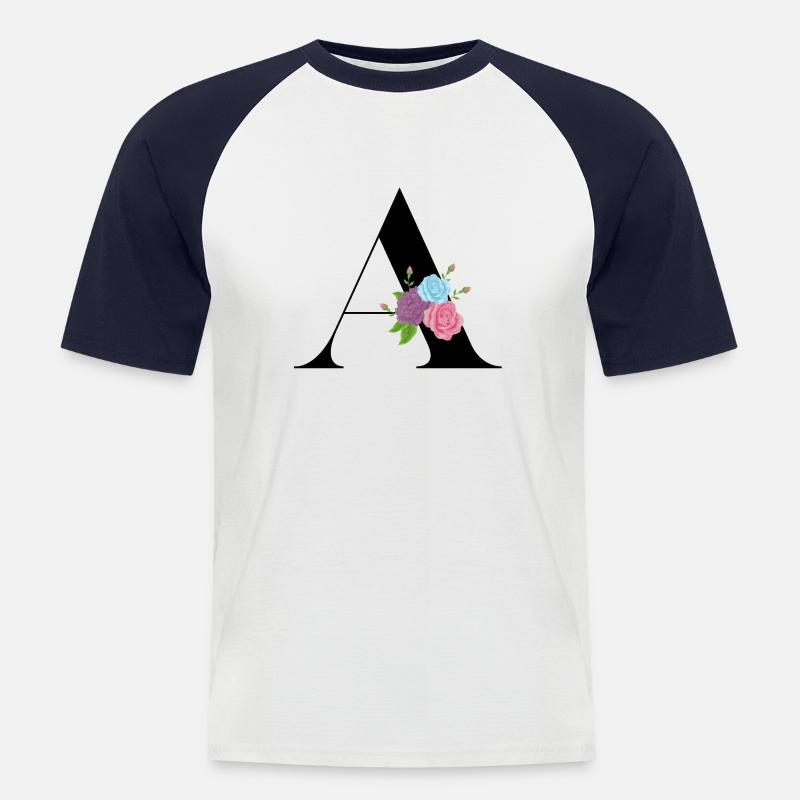 Buchstabe A Blühende - Männer Baseball-T-Shirt - Weiß/Navy