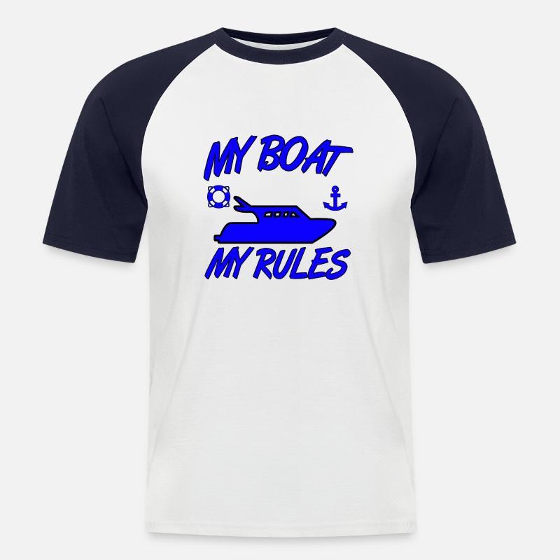 Boot - Männer Baseball-T-Shirt - Weiß/Navy