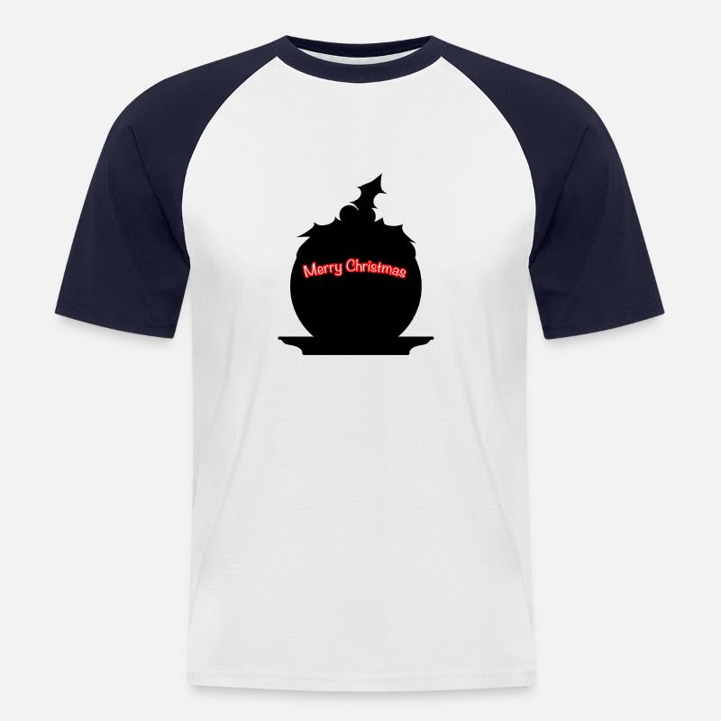 Weihnachtspudding SIlhouette - Männer Baseball-T-Shirt - Weiß/Navy