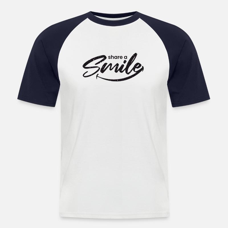 share a smile - Männer Baseball-T-Shirt - Weiß/Navy