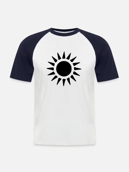 Sun Drawing Nature Sketch black - Men's Baseball T-Shirt - white/navy