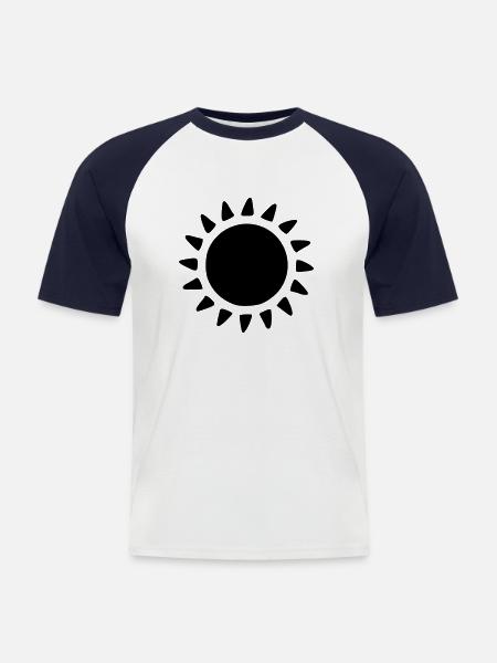 Sun Drawing Nature Sketch black - Men's Baseball T-Shirt - white/navy