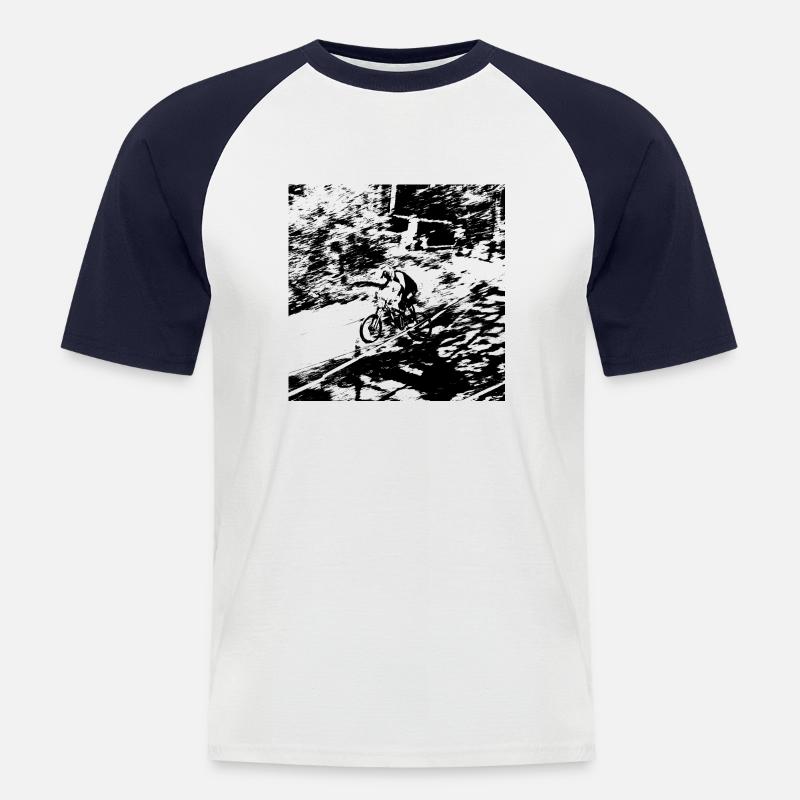 MTB MTB Abfahrt - Männer Baseball-T-Shirt - Weiß/Navy