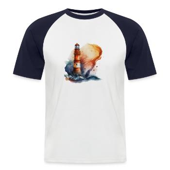 Leuchtturm an der Küste - Männer Baseball-T-Shirt - Weiß/Navy - Vorne - Nik (191cm)