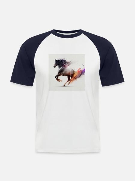 Fiery horse n°10 - Men's Baseball T-Shirt - white/navy