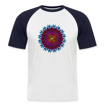 Mandala Rot-Türkis - Männer Baseball-T-Shirt - Weiß/Navy - Vorne - Nik (191cm)