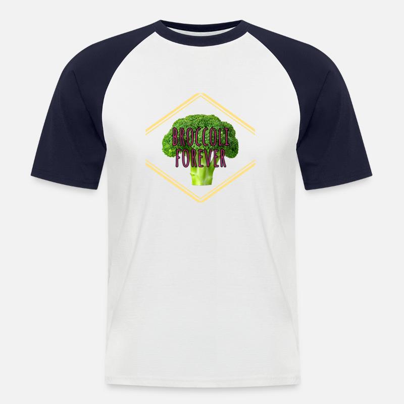broccoli forever - Männer Baseball-T-Shirt - Weiß/Navy