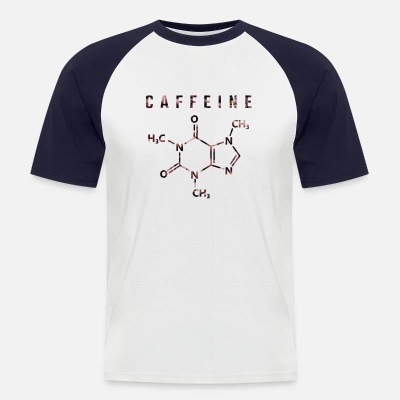Koffein-Molekül - Männer Baseball-T-Shirt - Weiß/Navy