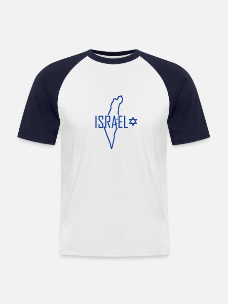Map of Israel - Men's Baseball T-Shirt - white/navy