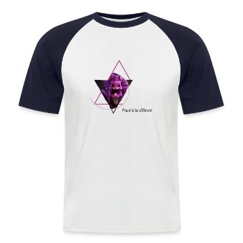 Hybride lapin-écureuil vampire ! - T-shirt baseball manches courtes Homme - blanc/marine - Devant - Nik (191cm)