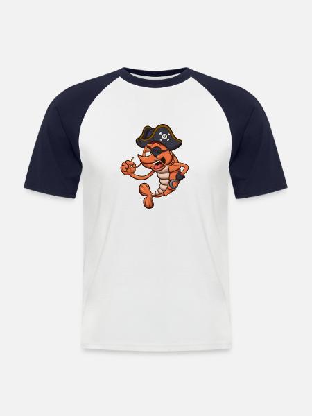 Pirate Shrimp - Men's Baseball T-Shirt - white/navy