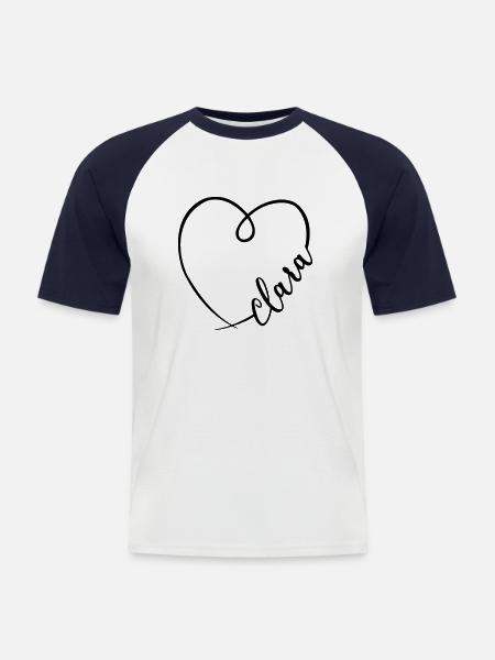 Clara Name Calligraphy Heart - Men's Baseball T-Shirt - white/navy