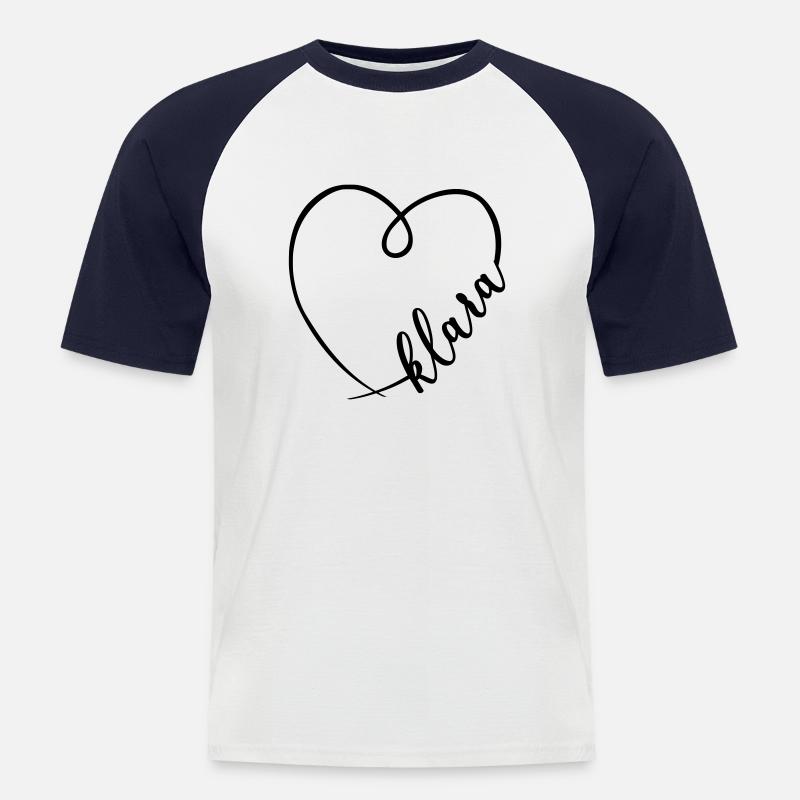 Klara Nom Calligraphie Coeur - T-shirt baseball manches courtes Homme - blanc/marine