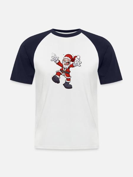 Père Noël effrayé - T-shirt baseball manches courtes Homme - blanc/marine