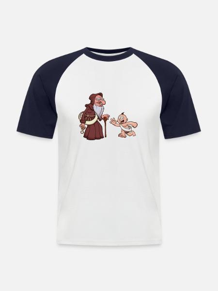 Vaterzeit mit Neujahrsbaby - Männer Baseball-T-Shirt - Weiß/Navy