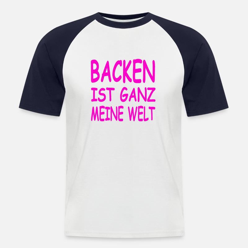 Backen - Männer Baseball-T-Shirt - Weiß/Navy