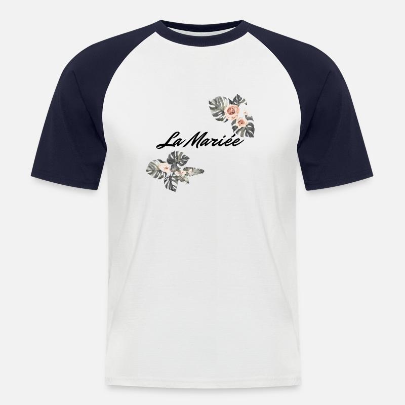 Die Blumenbraut - Braut Geschenkidee - Männer Baseball-T-Shirt - Weiß/Navy