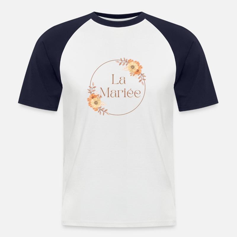 Die Blumenbraut - Braut Geschenkidee - Männer Baseball-T-Shirt - Weiß/Navy