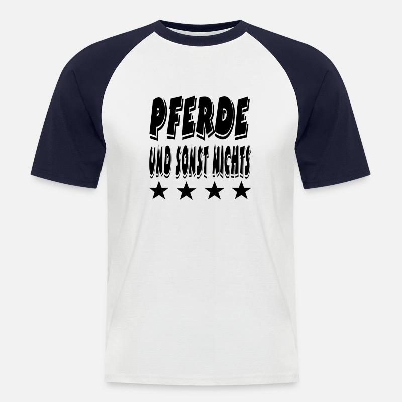 Pferde - Männer Baseball-T-Shirt - Weiß/Navy