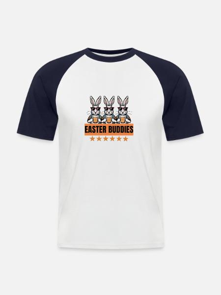 Osterfreunde cooles Hasen Design - Männer Baseball-T-Shirt - Weiß/Navy