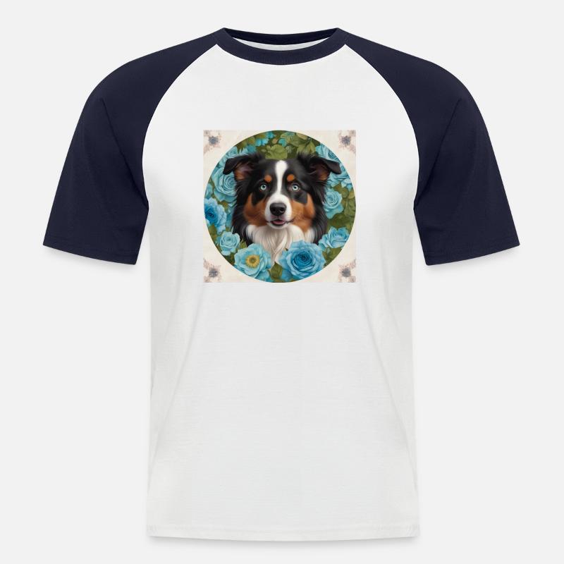Blauäugiger Australian Shepherd - Männer Baseball-T-Shirt - Weiß/Navy