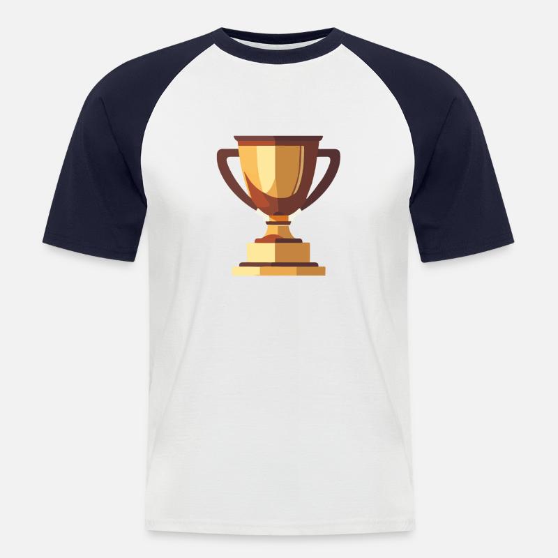Gewinner Trophäe Gold - Männer Baseball-T-Shirt - Weiß/Navy