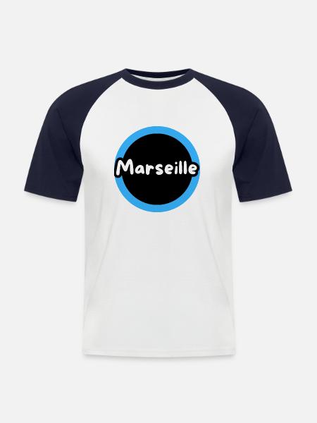 Wappen der Stadt Marseille - Männer Baseball-T-Shirt - Weiß/Navy
