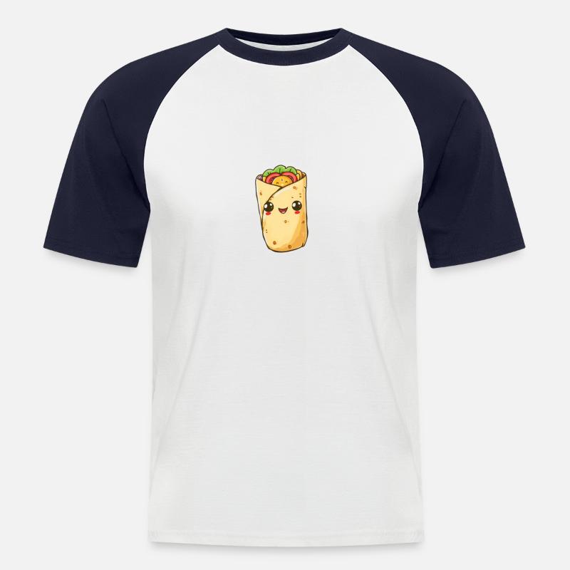 Appetitlicher Wrap Kebab Cartoon - Männer Baseball-T-Shirt - Weiß/Navy