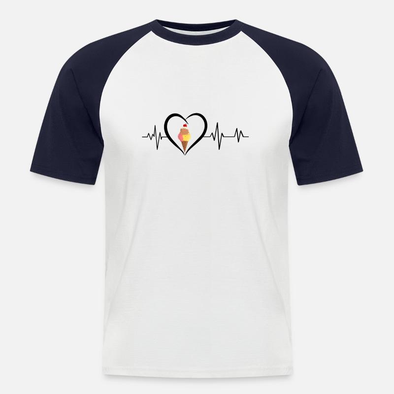Herzschlag-Eiswaffel - Männer Baseball-T-Shirt - Weiß/Navy