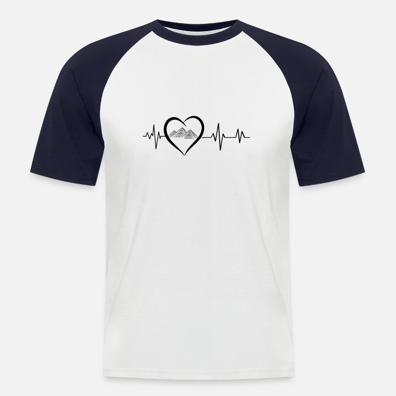Herzschlag-Pyramiden - Männer Baseball-T-Shirt - Weiß/Navy