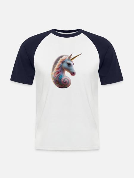 Einhorn Embryo 1 - Männer Baseball-T-Shirt - Weiß/Navy