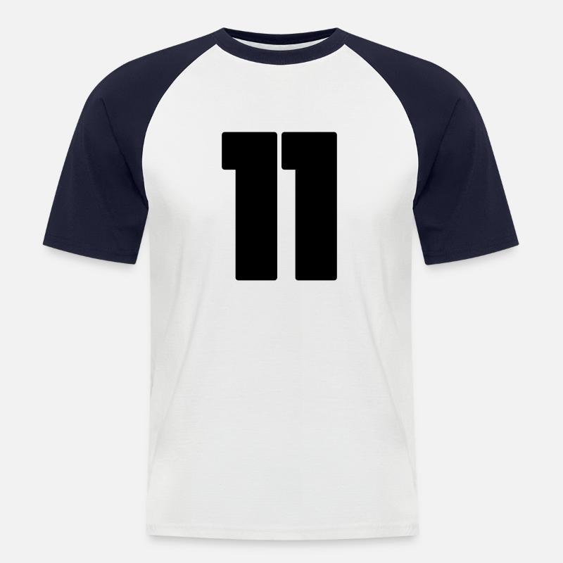 Nummer 11 Nummer Elf - Männer Baseball-T-Shirt - Weiß/Navy