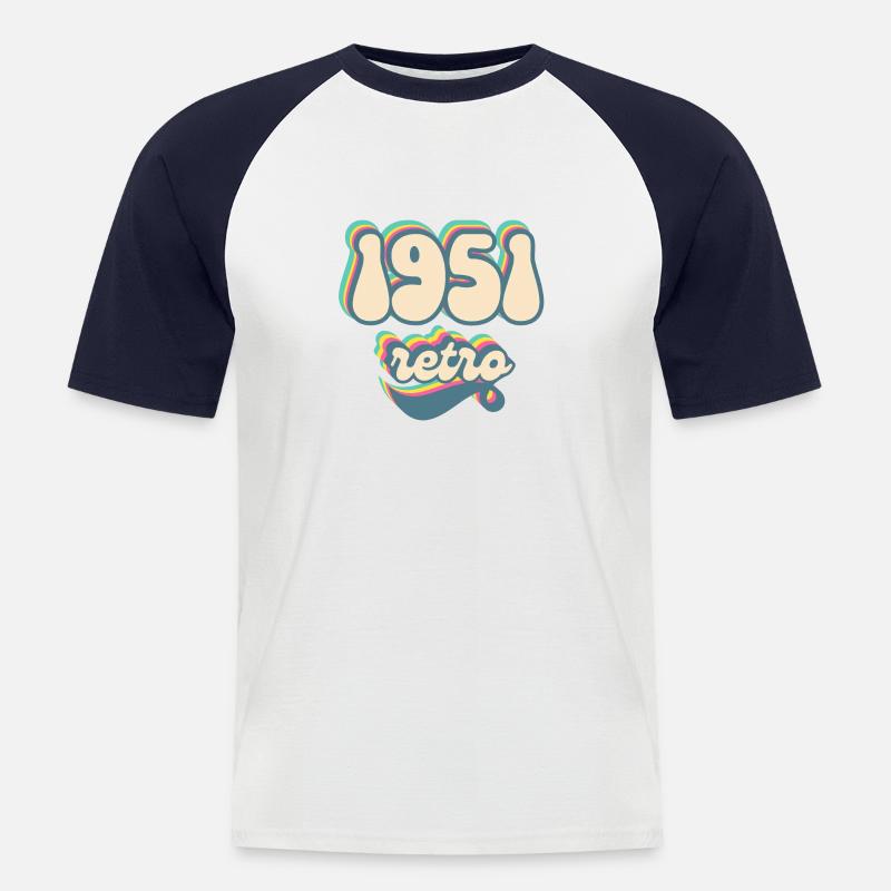 1951 Retro Geschenkidee - Männer Baseball-T-Shirt - Weiß/Navy