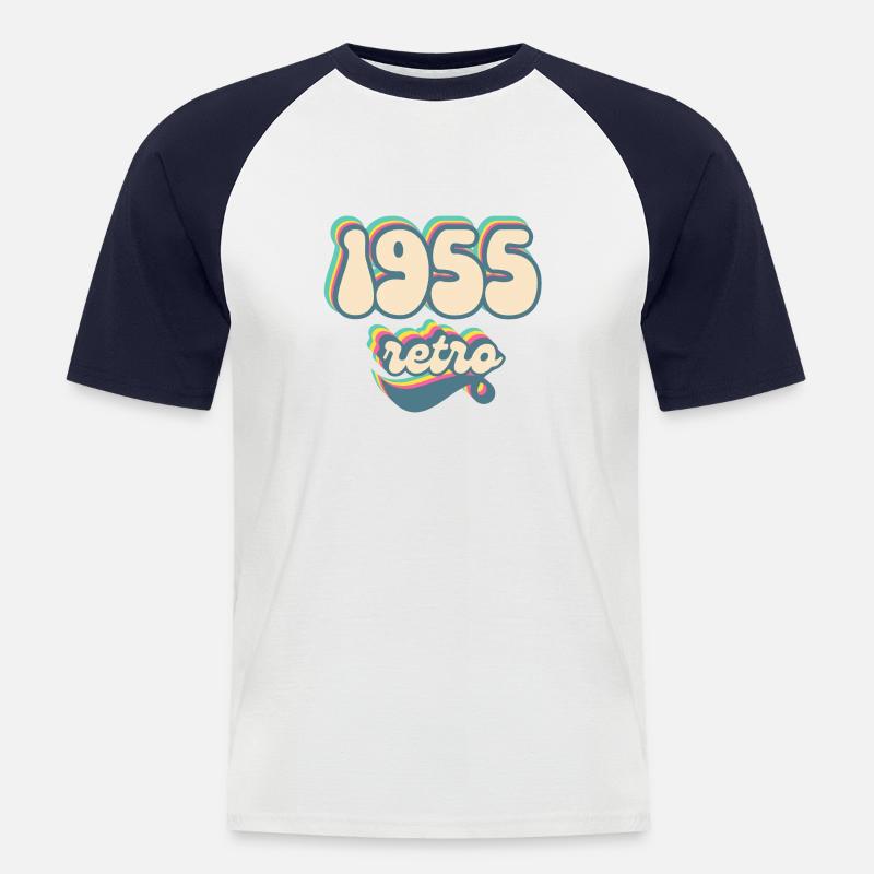 1955 Retro Geschenkidee - Männer Baseball-T-Shirt - Weiß/Navy