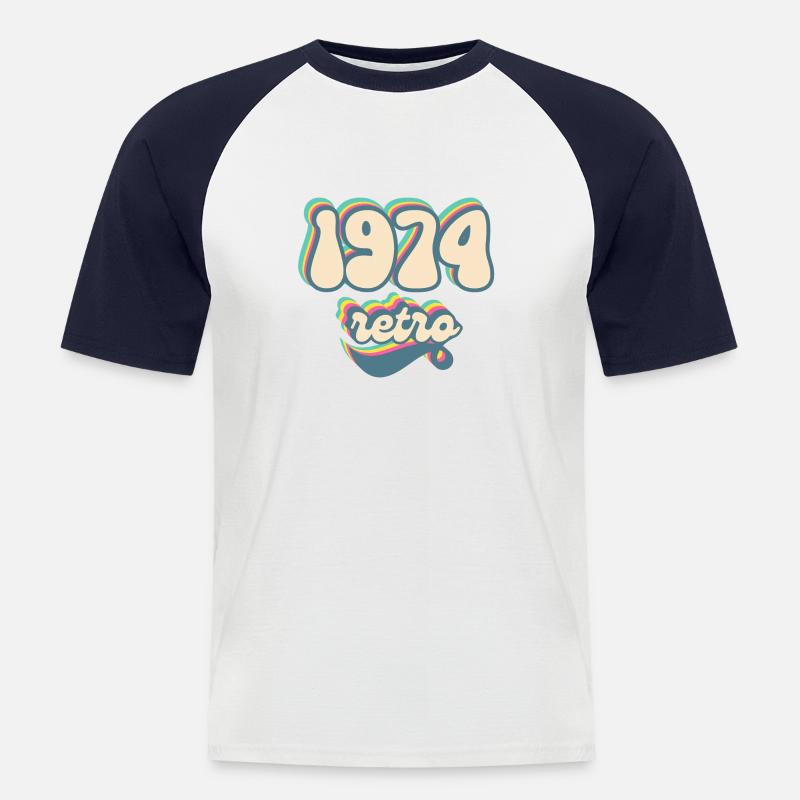 1974 Retro Geschenkidee - Männer Baseball-T-Shirt - Weiß/Navy
