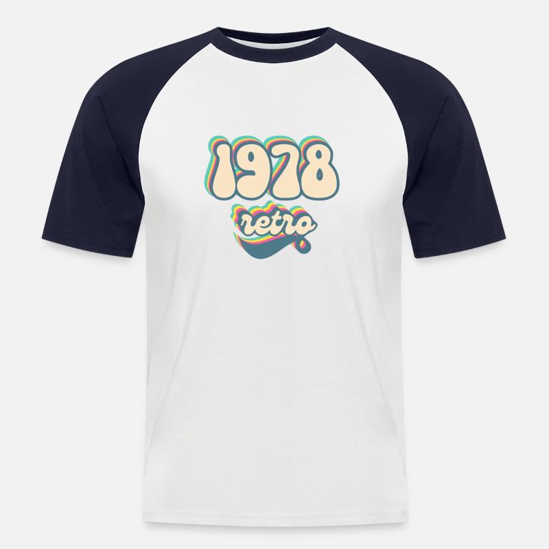 1978 Retro Geschenkidee - Männer Baseball-T-Shirt - Weiß/Navy