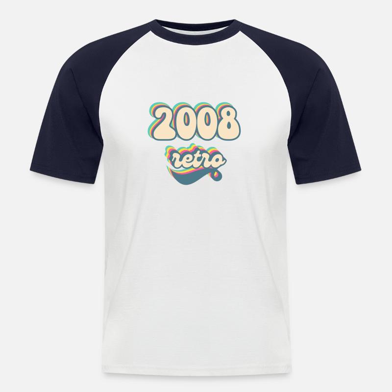 2008 Retro Geschenkidee - Männer Baseball-T-Shirt - Weiß/Navy