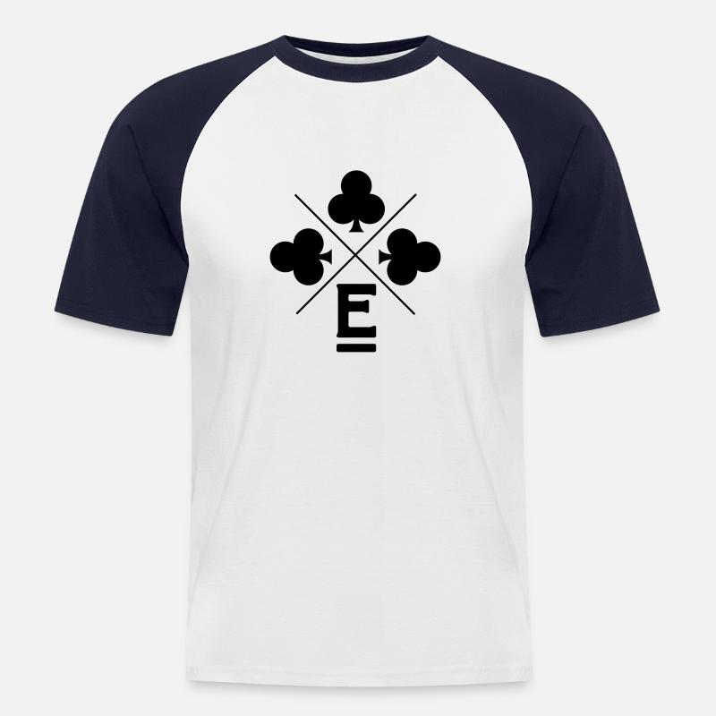 Buchstabe e Glücksklee - Männer Baseball-T-Shirt - Weiß/Navy