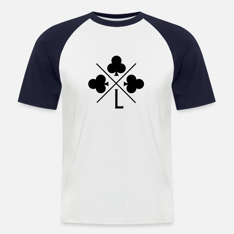 Glücksklee-Buchstabe - Männer Baseball-T-Shirt - Weiß/Navy