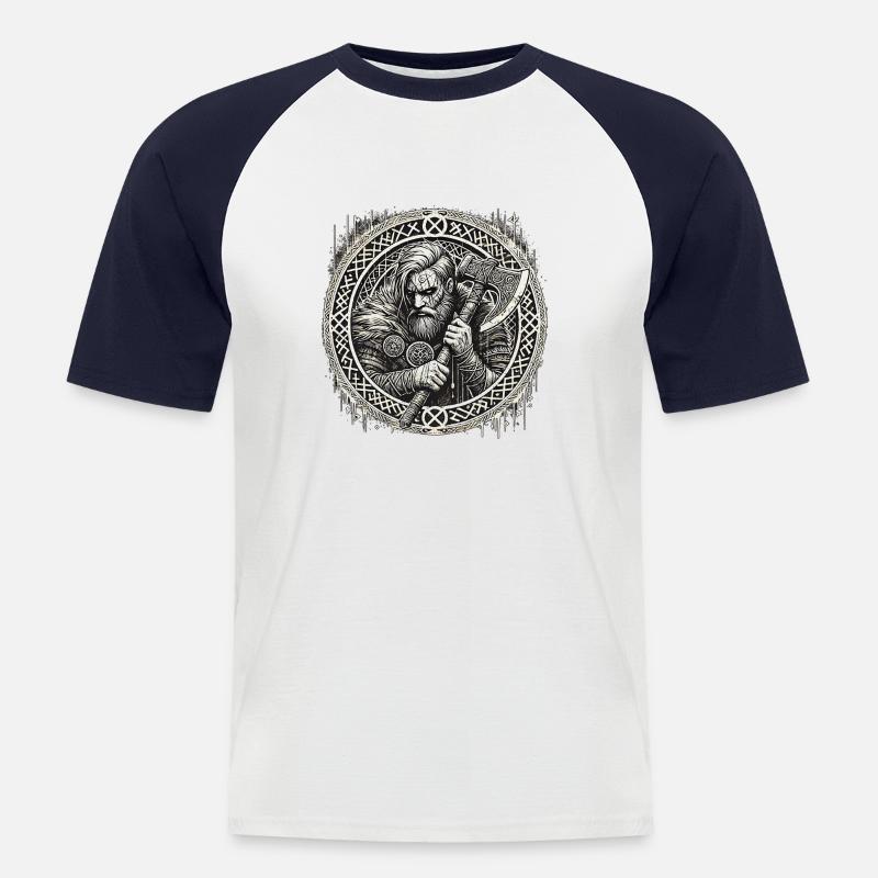 Wikinger - Männer Baseball-T-Shirt - Weiß/Navy