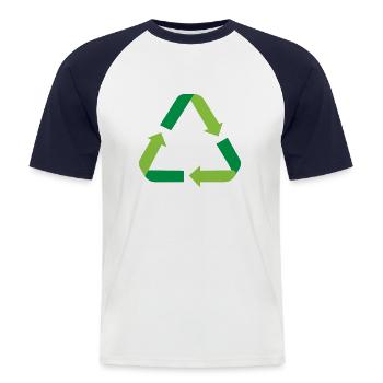 Recycling - Men's Baseball T-Shirt - white/navy - Front - Nik (191cm)